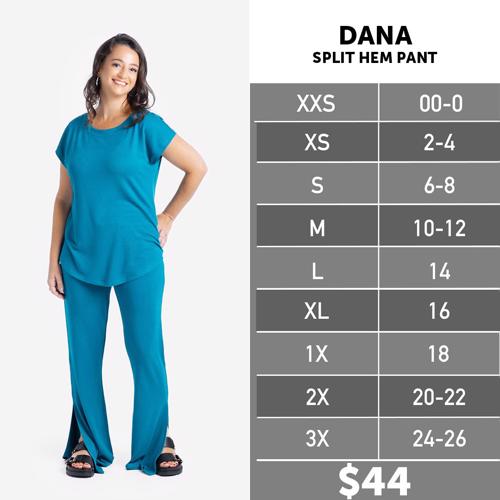 Cozy Dana Size Chart